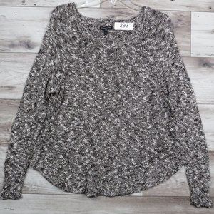 Eileen Fisher* Women's Long Sleeve V-Neck Knit Sweater Size Large‎ Black & White